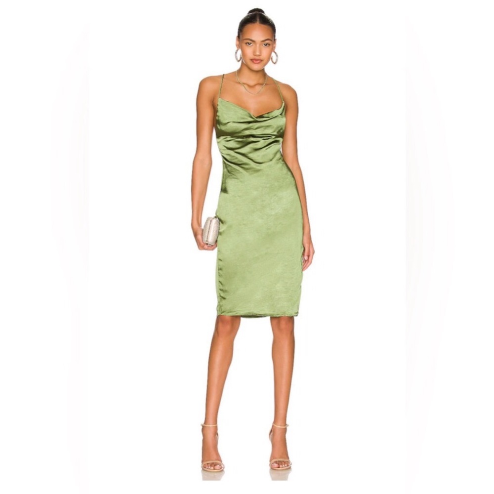 NWT Revolve Superdown Billie Drape Midi Dress in Green